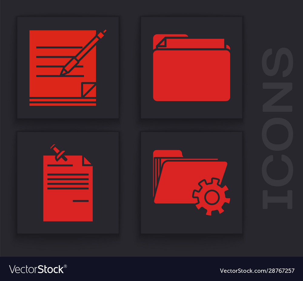 Set folder settings with gears blank notebook vector image Set folder settings with gears blank notebook