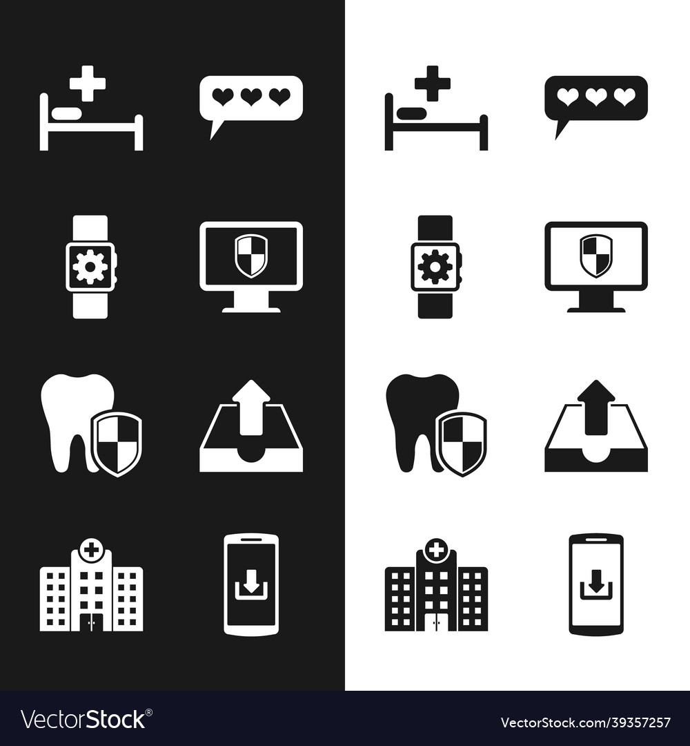 Set monitor and shield smartwatch setting vector image Set monitor and shield smartwatch setting