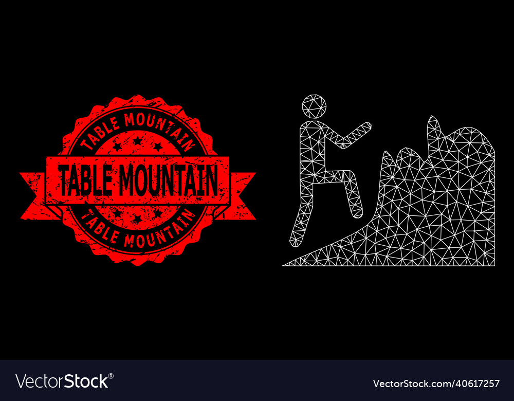 Triangulated network mesh climbing person image vector image Triangulated network mesh climbing person image