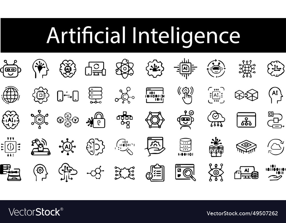 Artificial intelligence machine learning icons