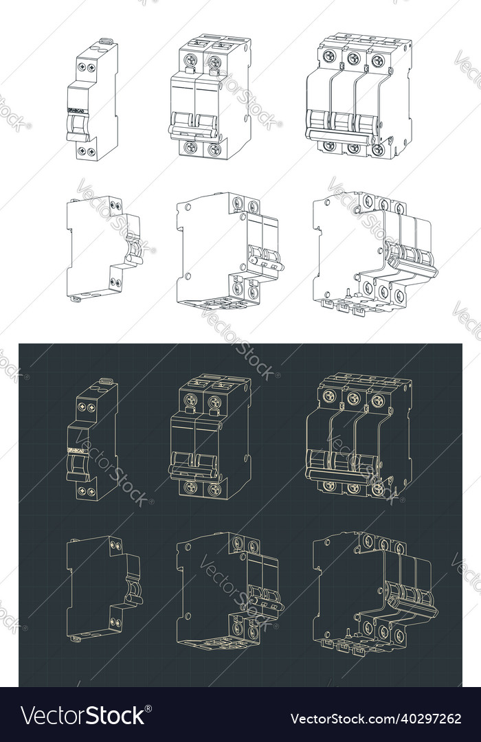 Circuit breakers blueprints Royalty Free Vector Image