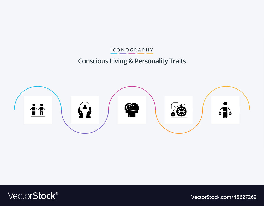 Conscious living and personality traits glyph 5 Vector Image