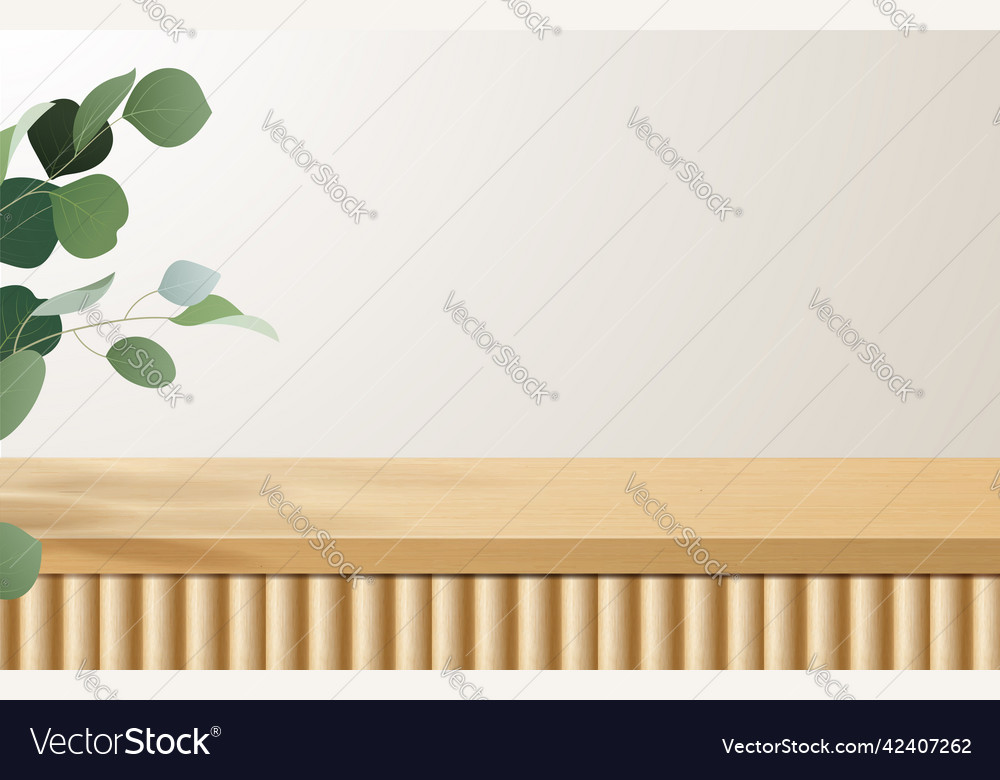 Empty minimal wooden top table wood podium Vector Image Empty minimal wooden top table wood podium
