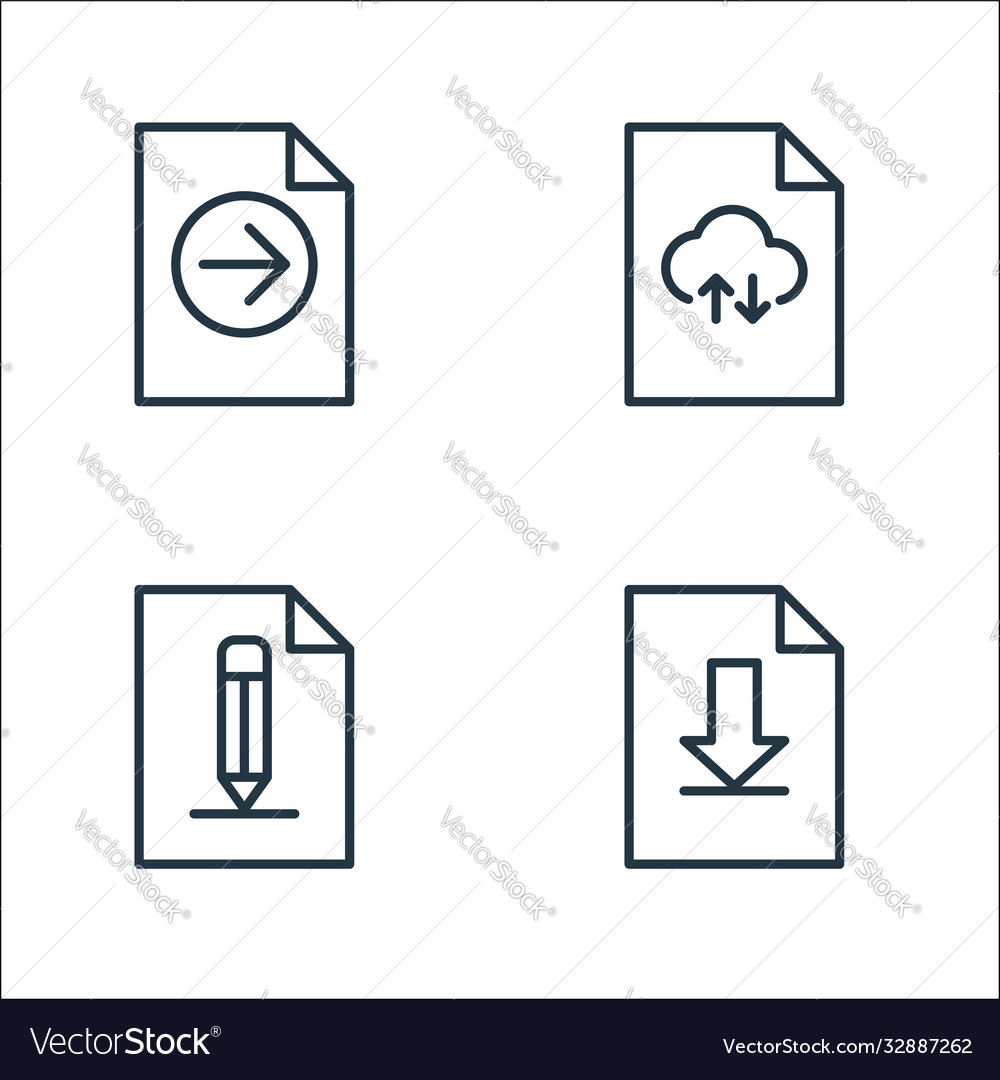 File and document outline line icons linear set vector image File and document outline line icons linear set