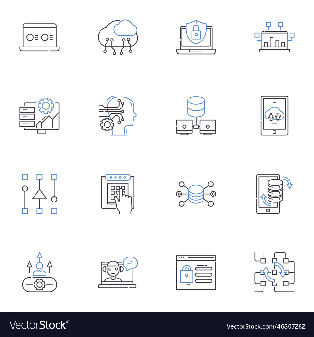 Gui elements line icons collection button