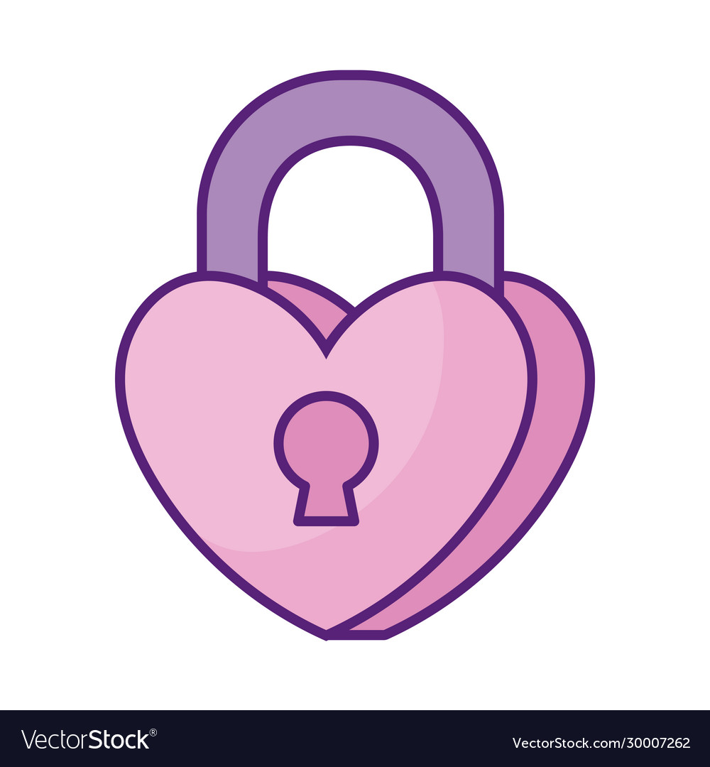 Heart padlock icon flat style