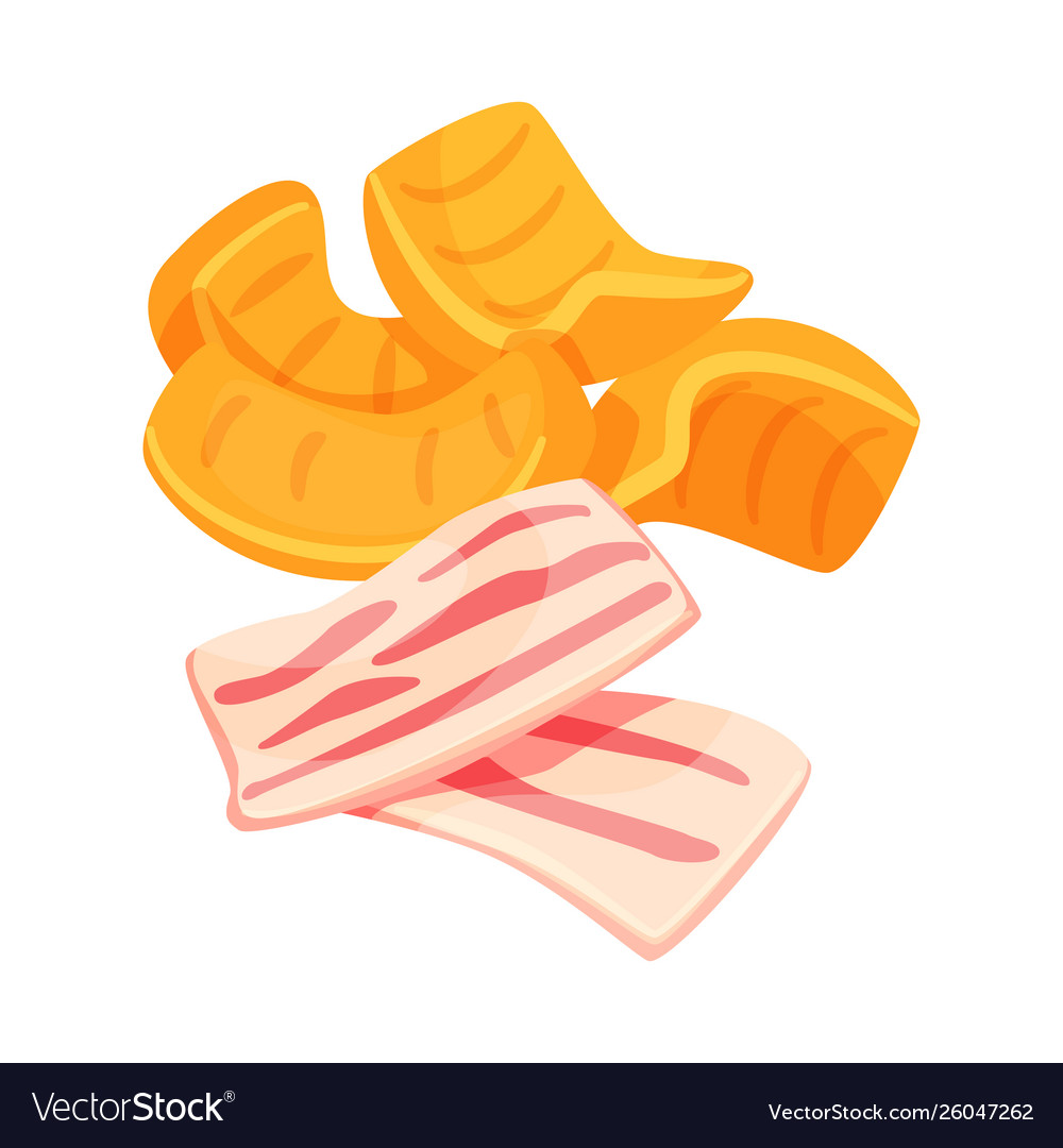 Isolated object chips and bacon sign set