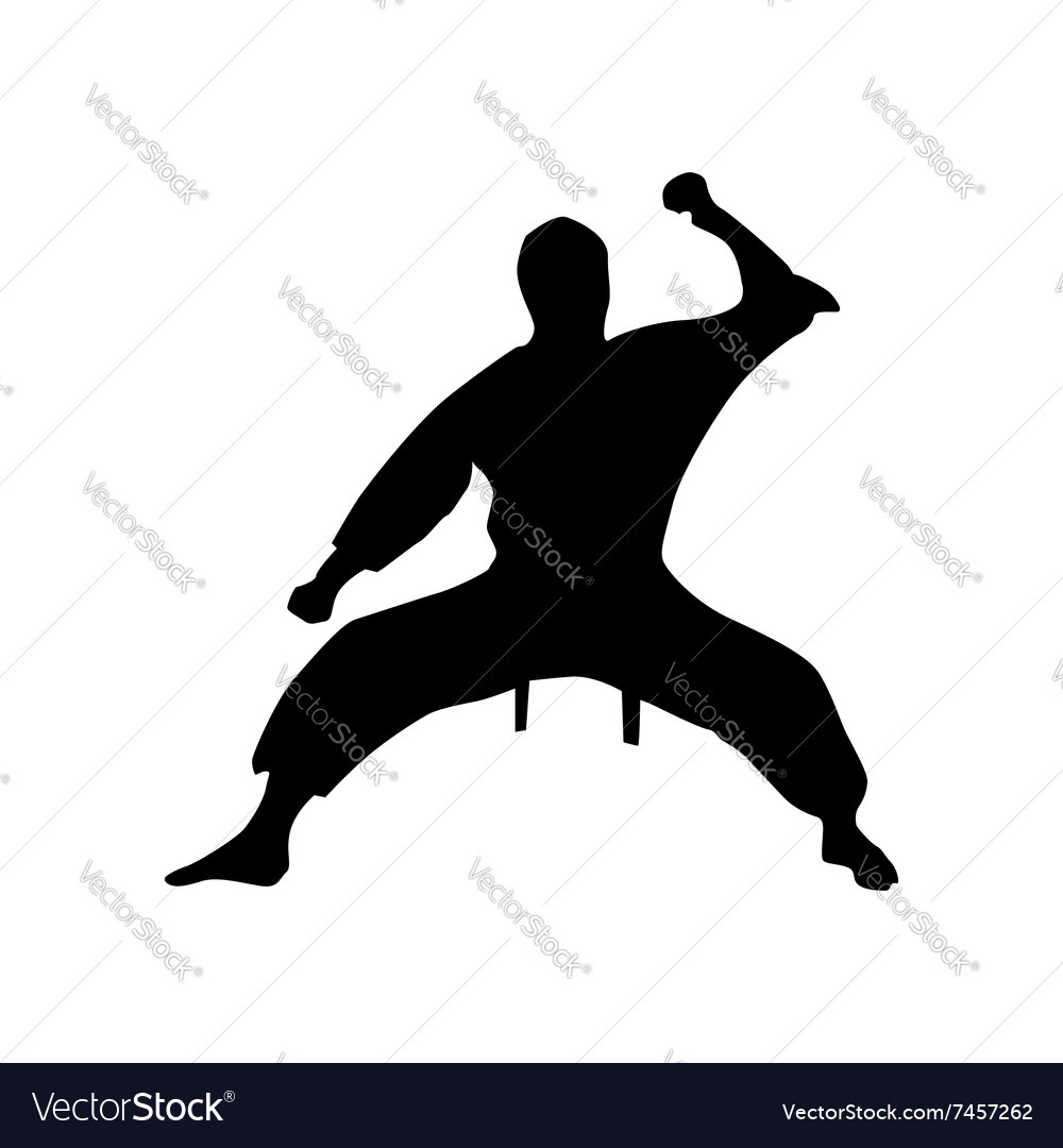 Karate Black Silhouette Royalty Free Vector Image