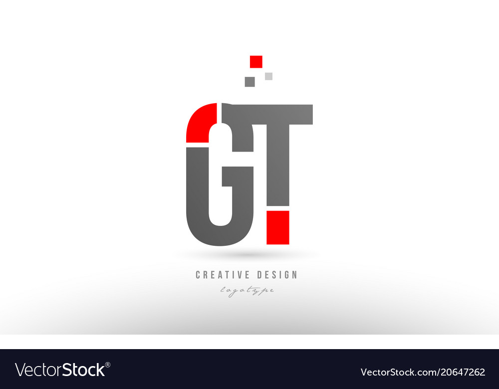 Red grey alphabet letter gt g t logo combination