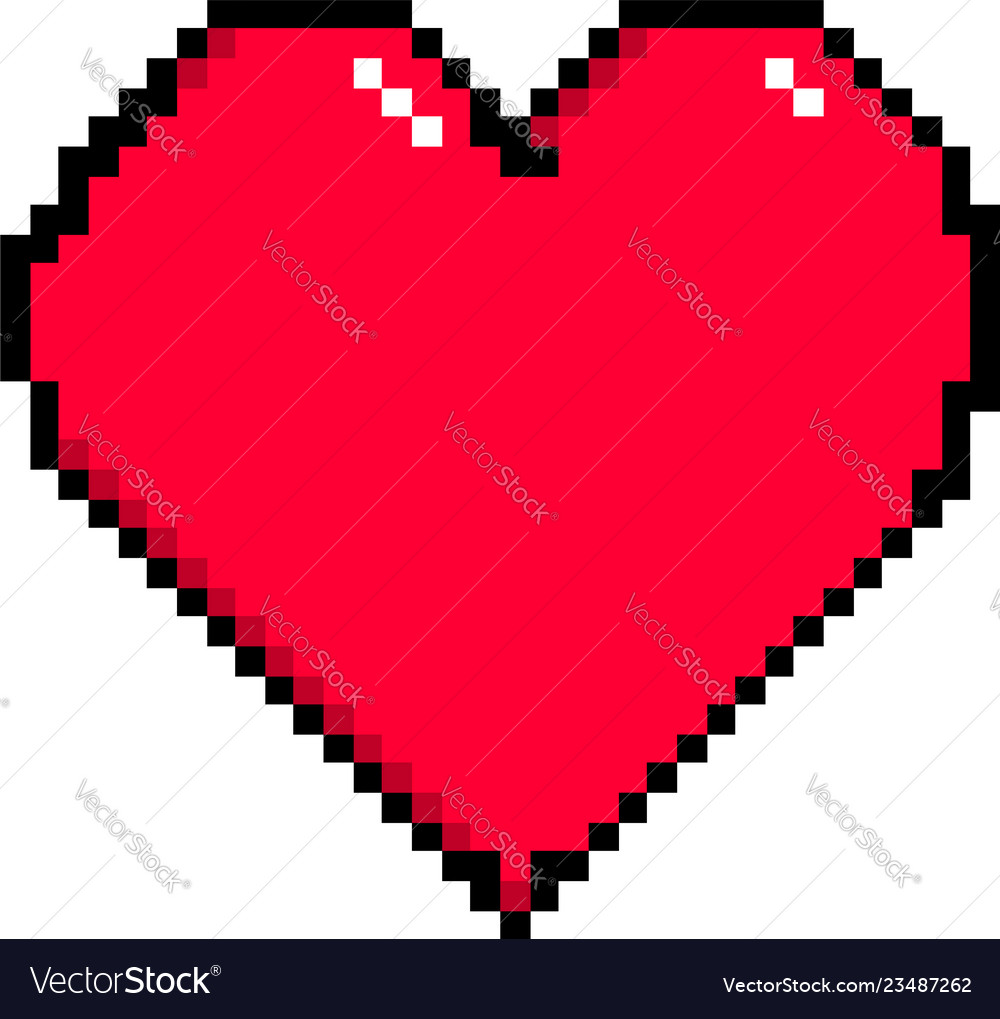 Red heart created in the style of pixel art Vector Image