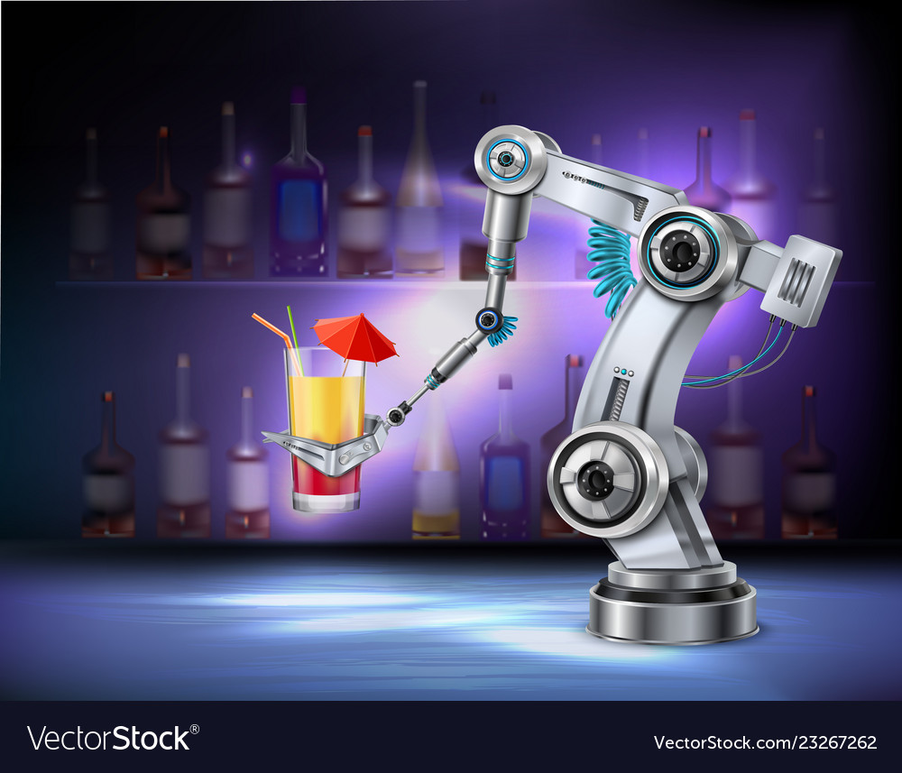 Robotic arm realistic composition vector image Robotic arm realistic composition