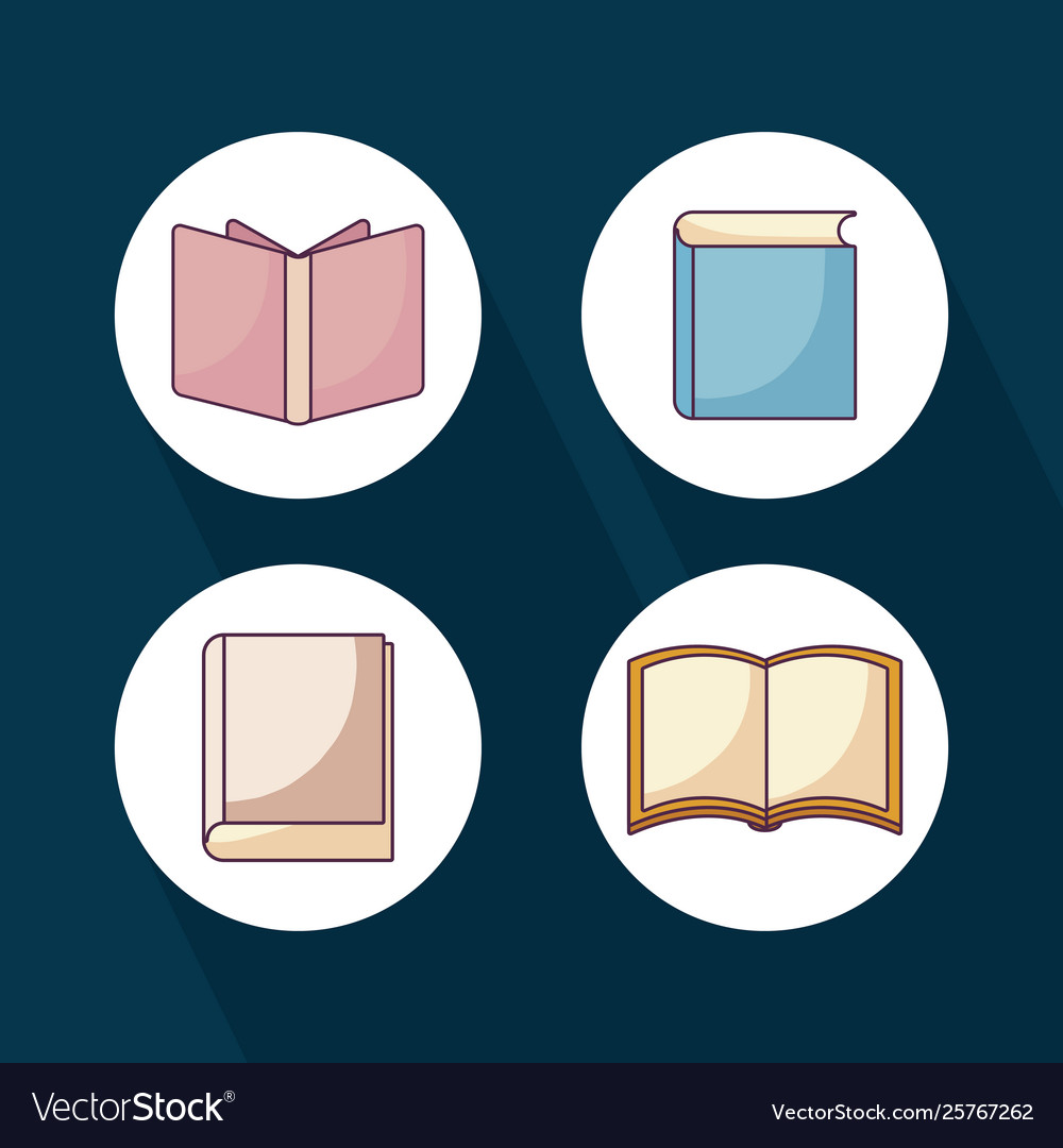 Set textbooks open and closed
