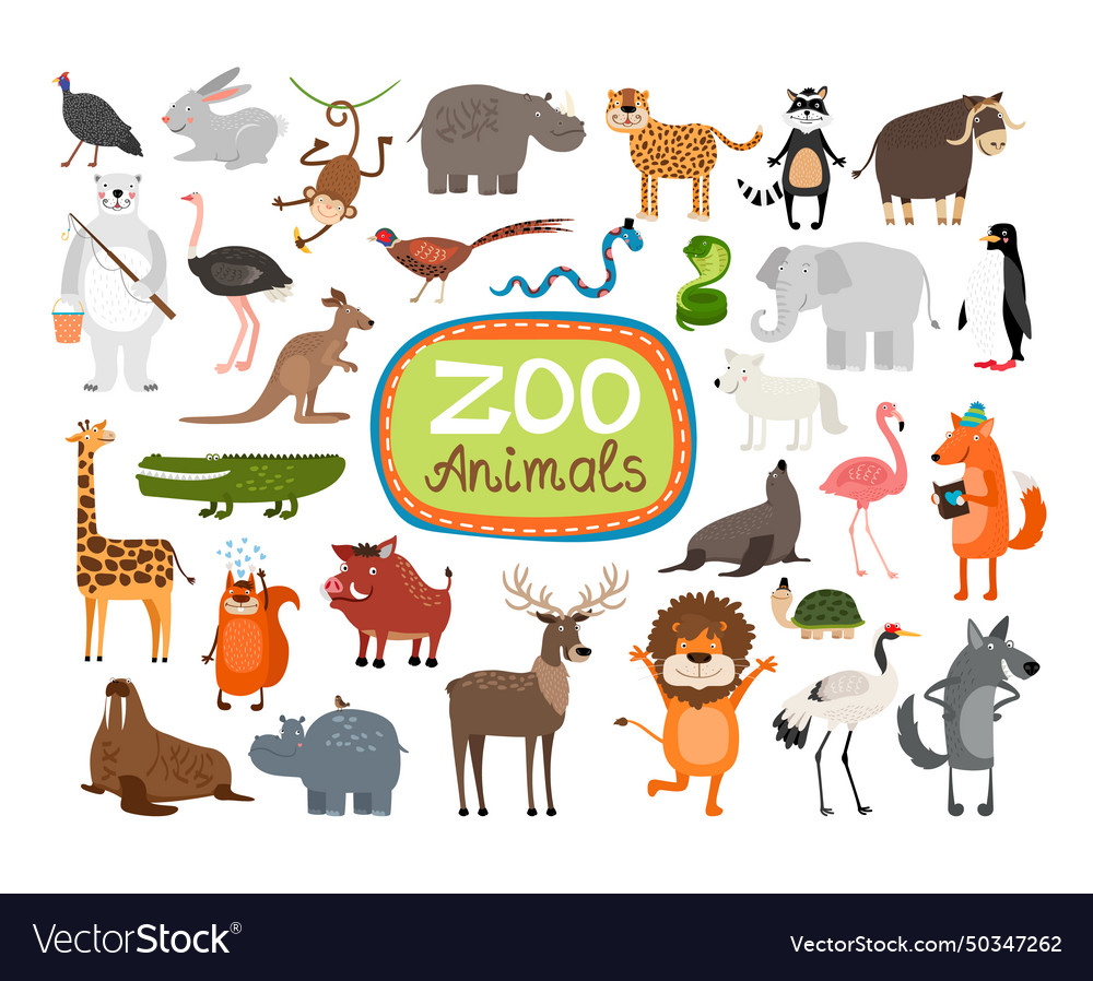 Zoo animals Royalty Free Vector Image - VectorStock