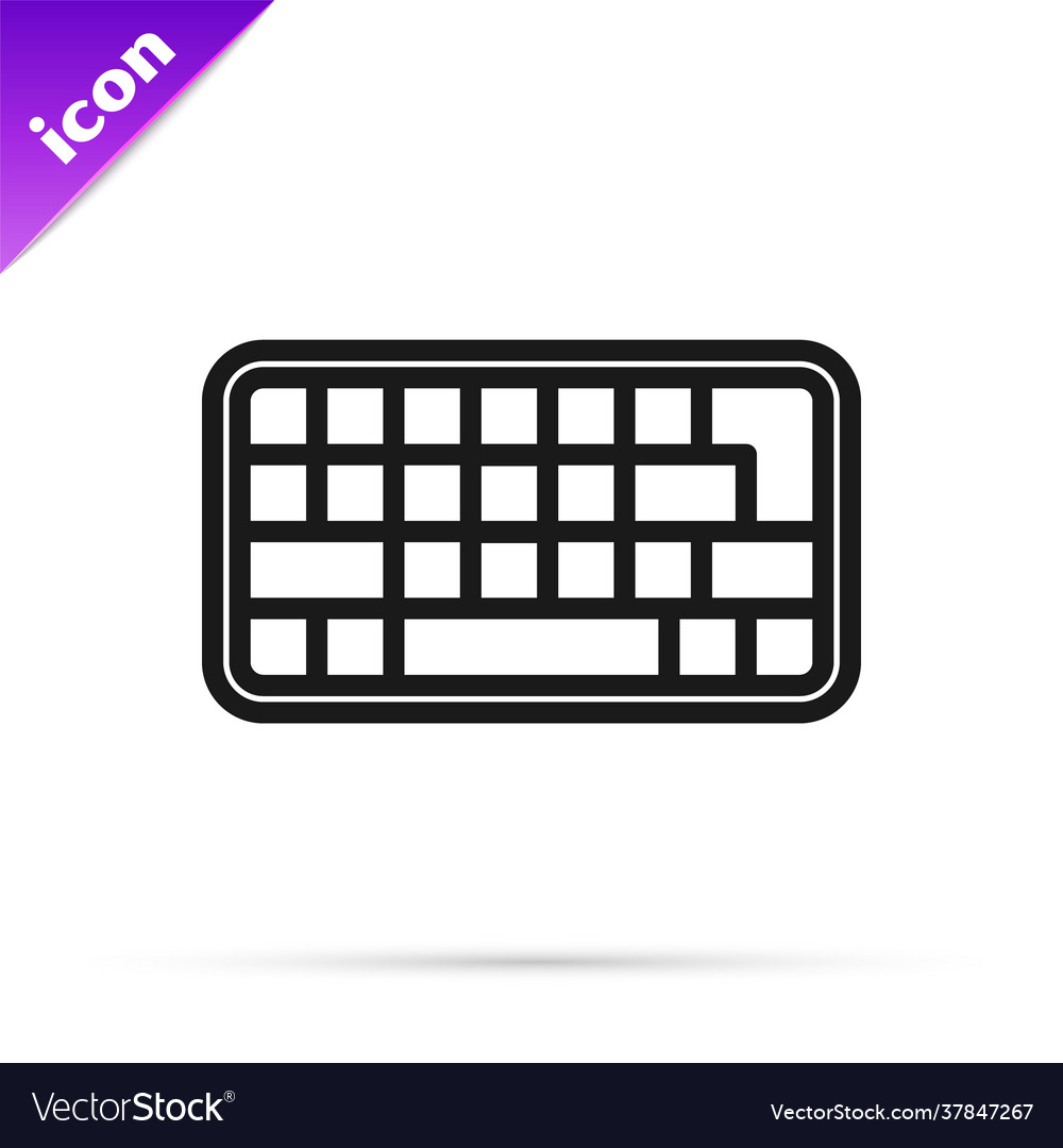 Black line computer keyboard icon isolated vector image Black line computer keyboard icon isolated