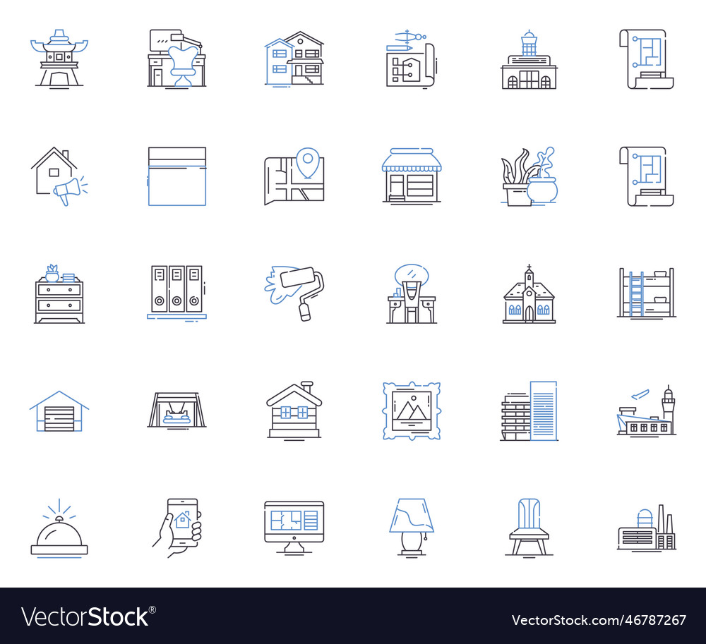 Building and structure line icons collection vector image Building and structure line icons collection