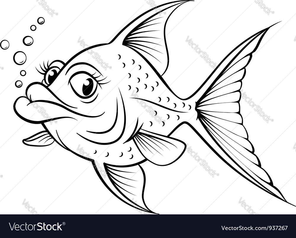 Cartoon drawing fish Royalty Free Vector Image