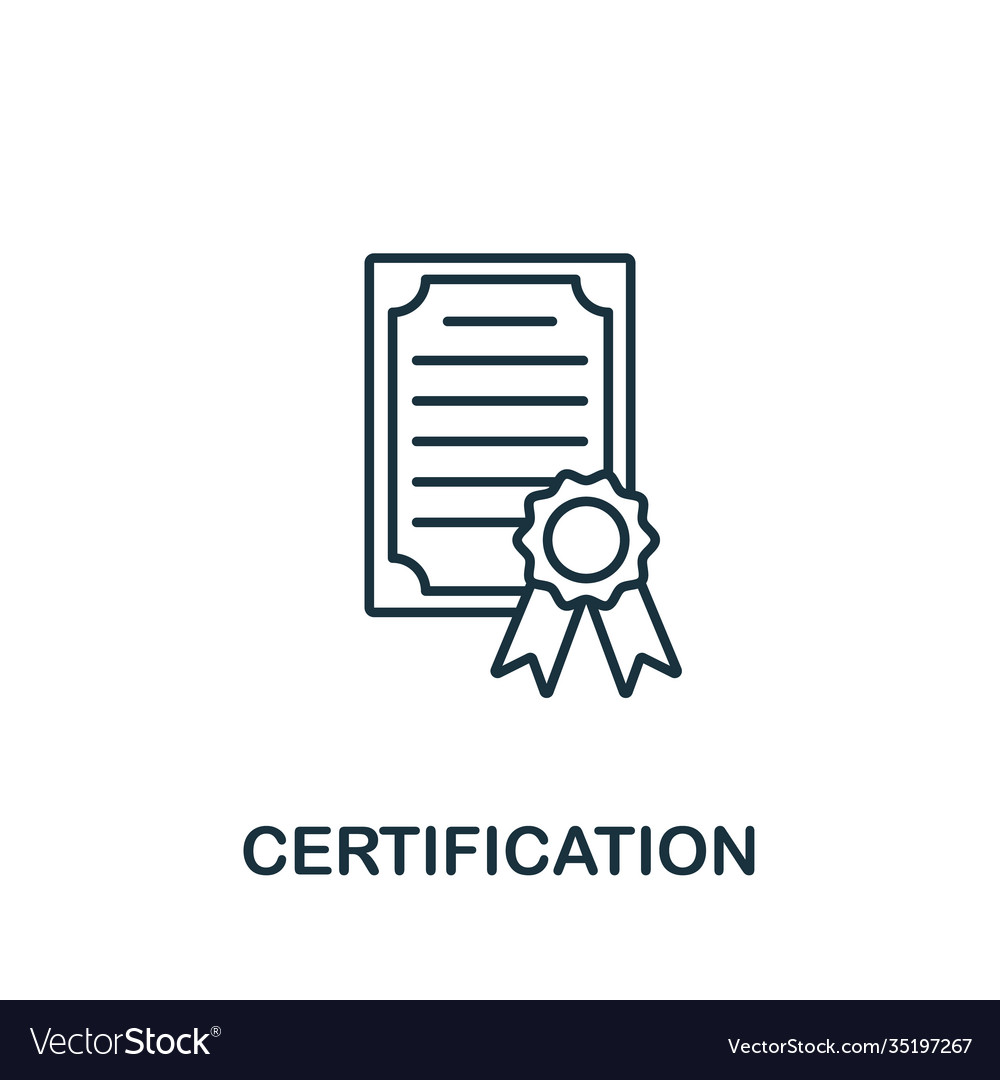 Certification icon line style element from gdpr vector image Certification icon line style element from gdpr