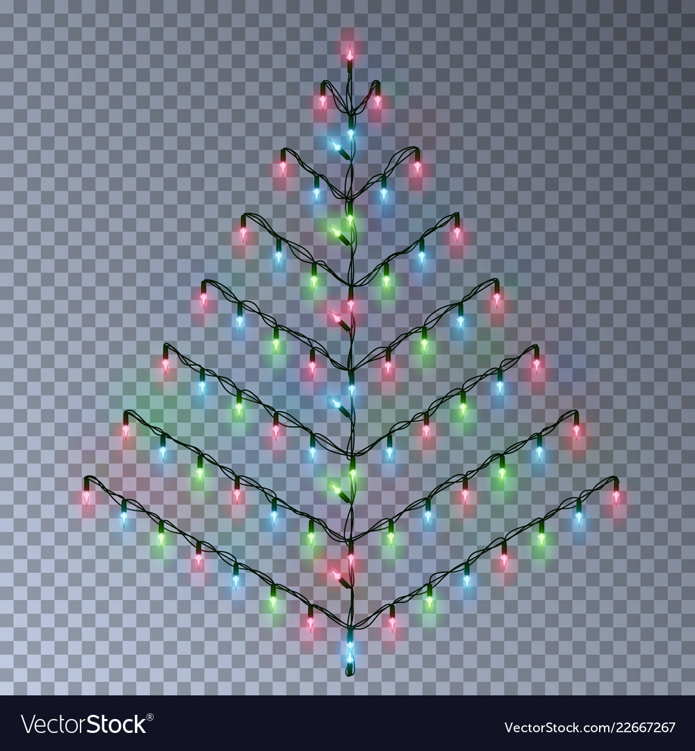Christmas color tree of lights string transparent vector image Christmas color tree of lights string transparent