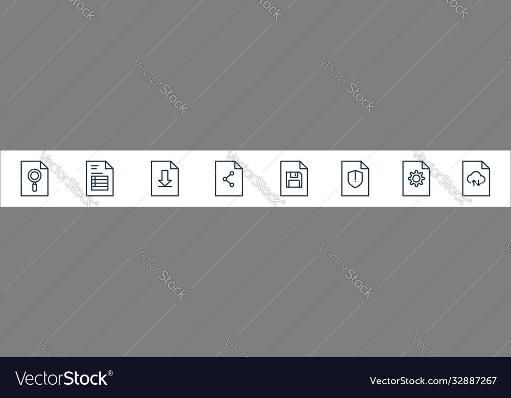 File and document outline line icons linear set vector image File and document outline line icons linear set
