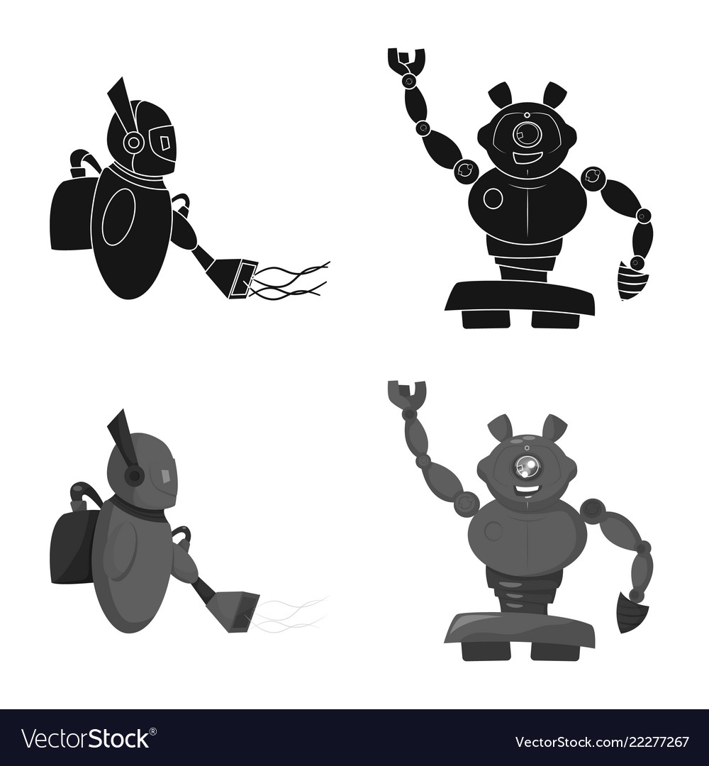 Isoliertes Objekt von Roboter und Fabrik-Logo-Set vector image Isoliertes Objekt von Roboter und Fabrik-Logo-Set