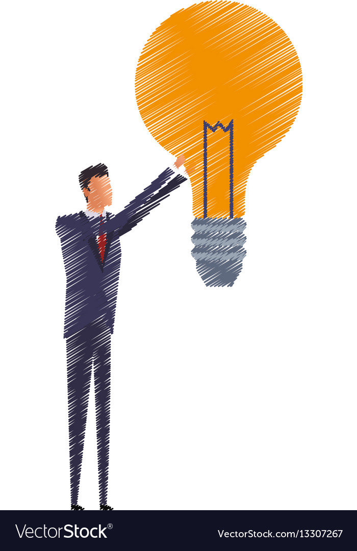 Man and lightbulb idea icon image