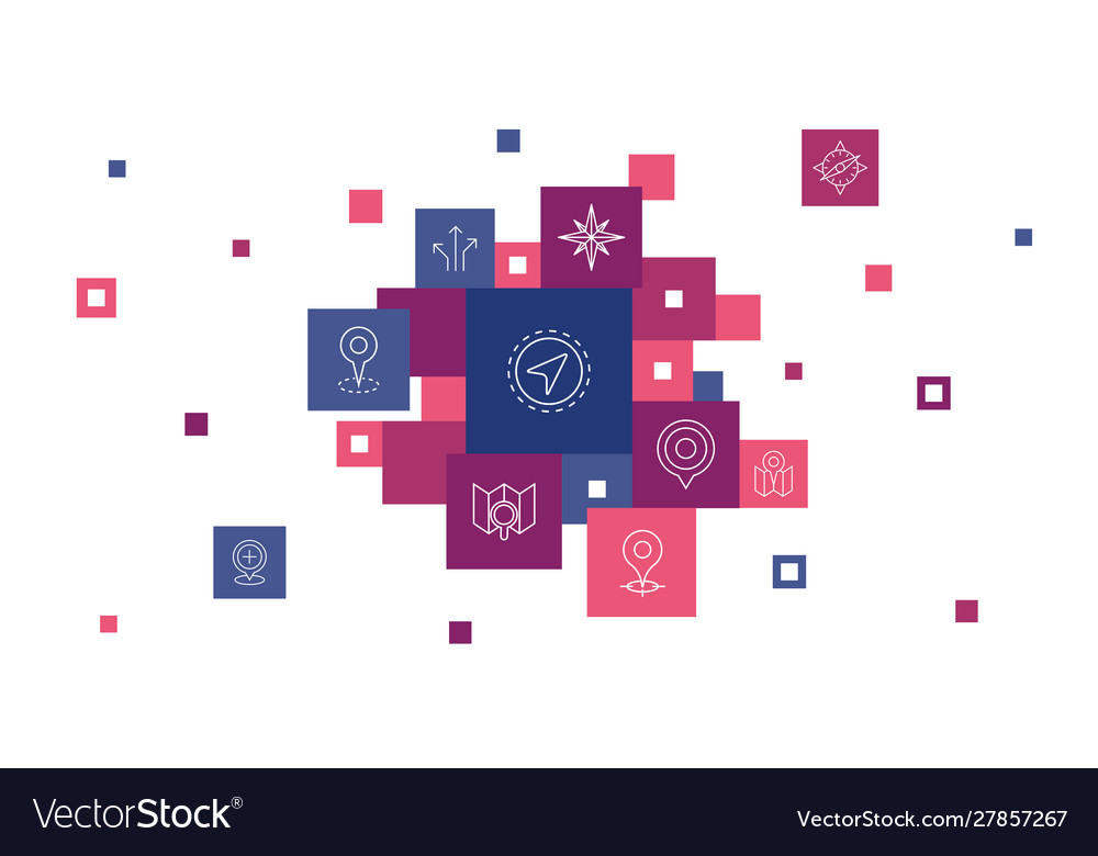 Navigation infographic 10 steps pixel design