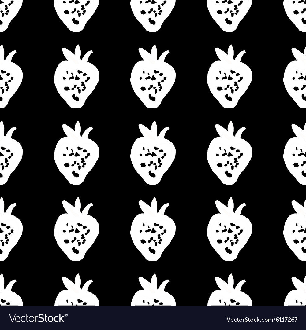 Seamless pattern of strawberries painted by hand