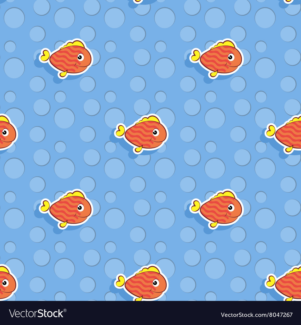 Seamless sea pattern with smiling red fish