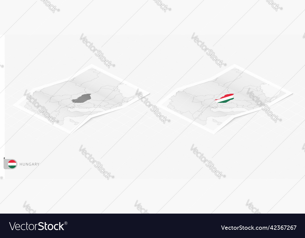 Set of two realistic map hungary with shadow Vector Image Set of two realistic map hungary with shadow