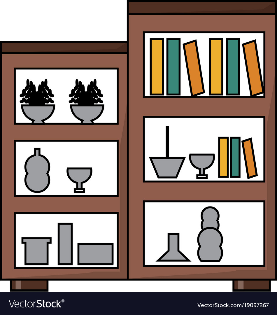 Shelves unit with decorative objects