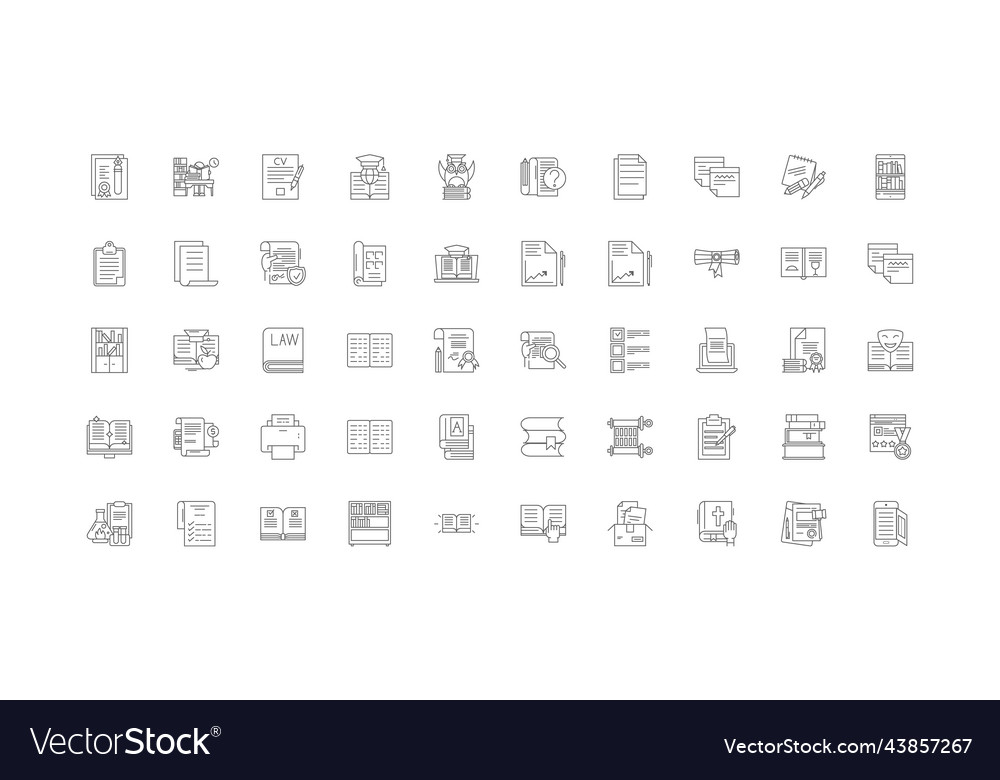 Text concept linear icons line vector image Text concept linear icons line