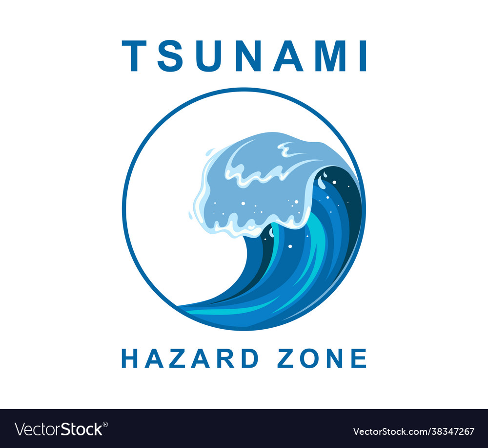 Tsumani wave in flat cartoon style