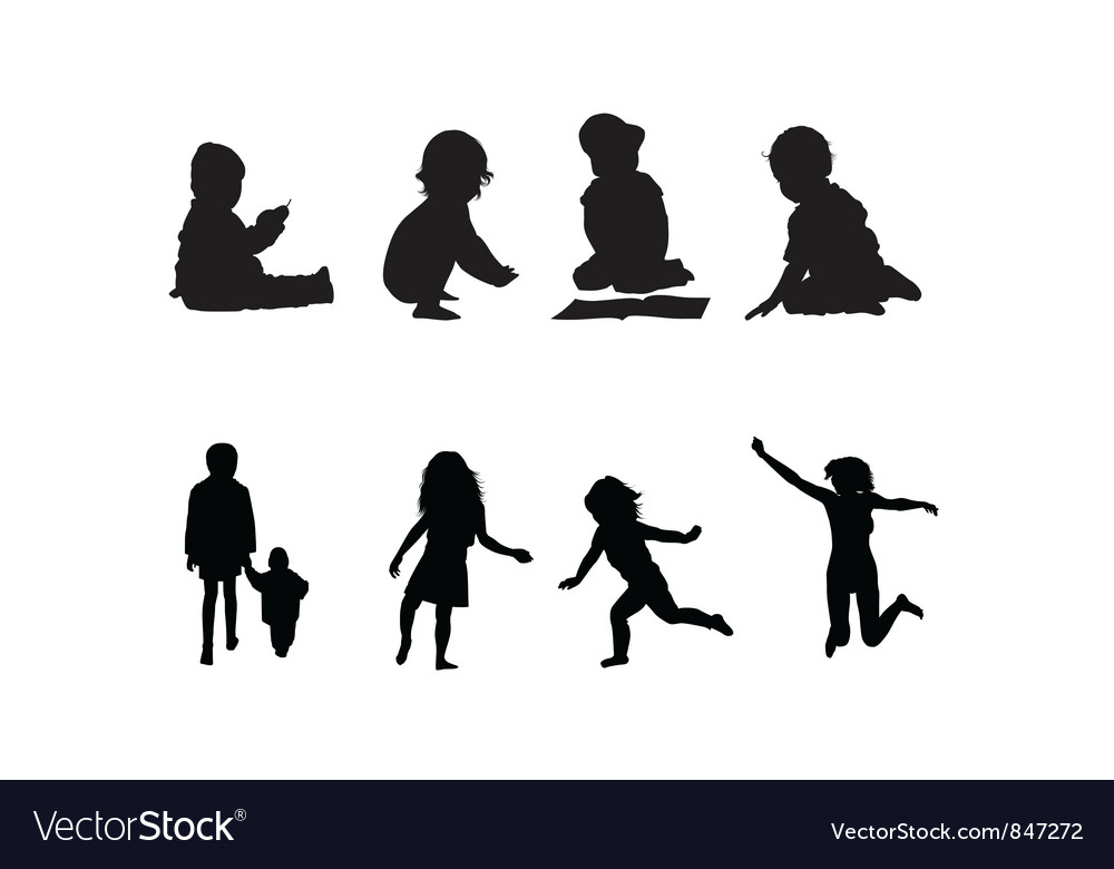 Children Silhouettes - Playful Action