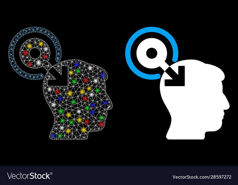 Flare mesh network brain interface plug-in icon vector image Flare mesh network brain interface plug-in icon