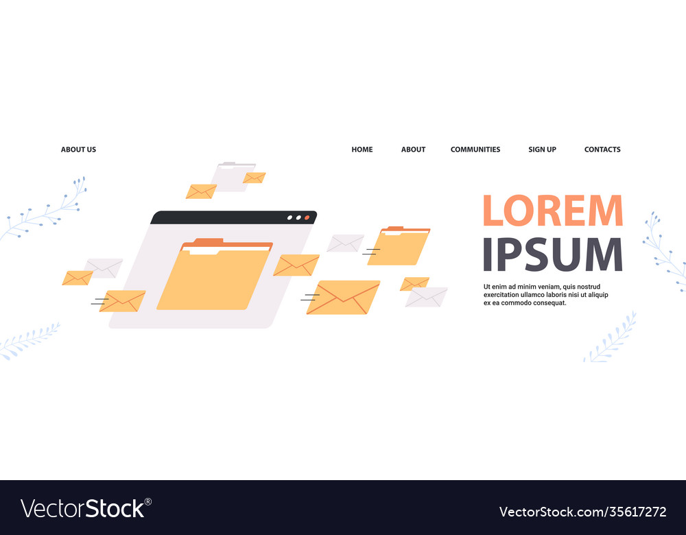 Folders mail envelopes cloud internet data file vector image Folders mail envelopes cloud internet data file