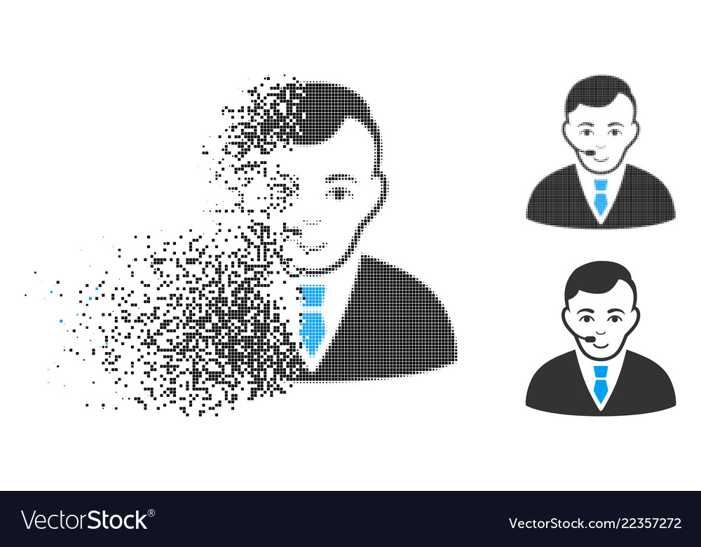 Fractured pixelated halftone operator icon vector image Fractured pixelated halftone operator icon