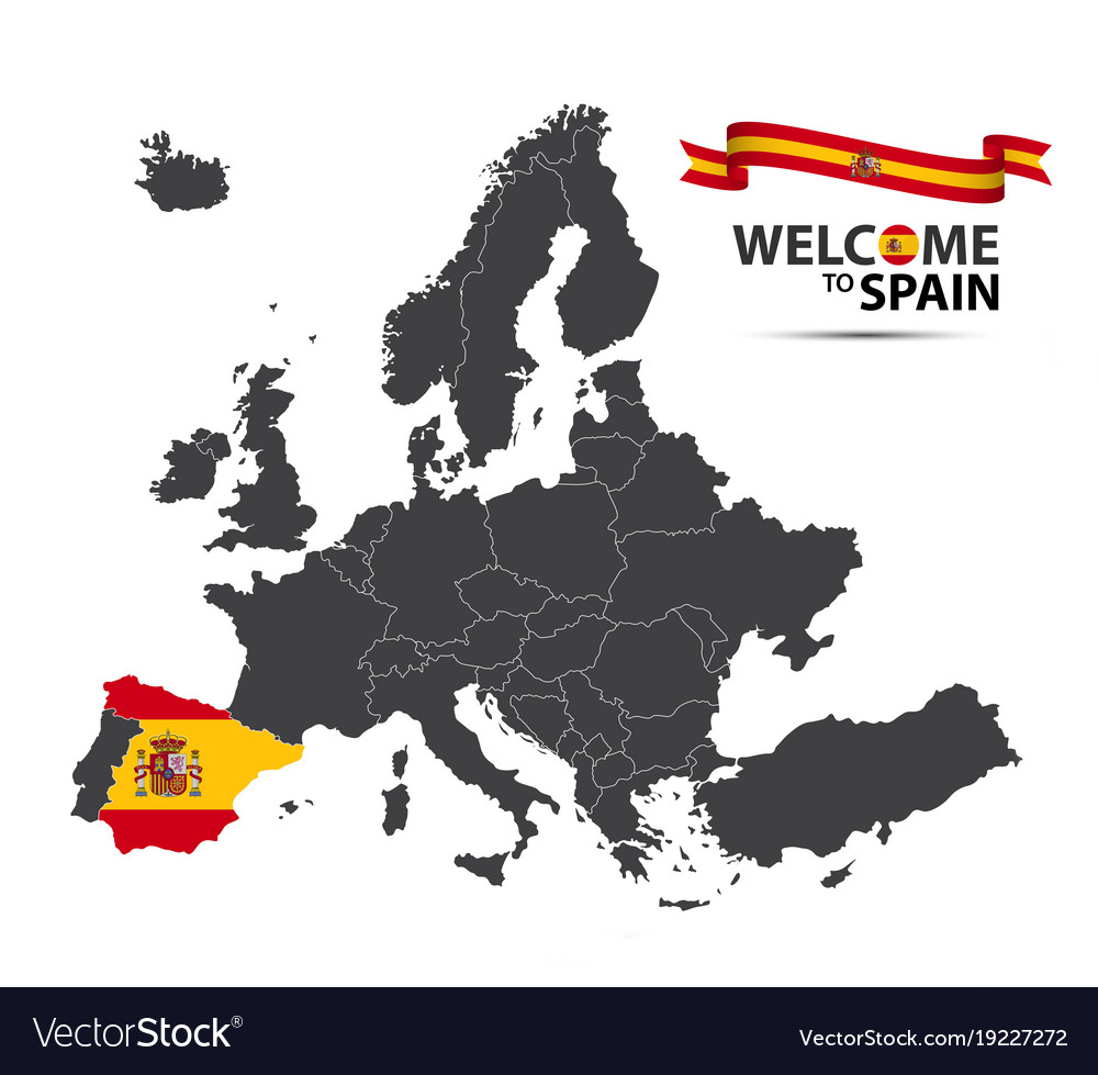 Spain Map In Europe Map of europe with the state of spain Royalty Free Vector