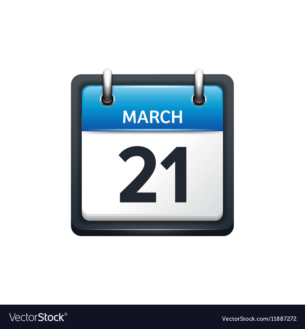 March 21 calendar icon flat Royalty Free Vector Image