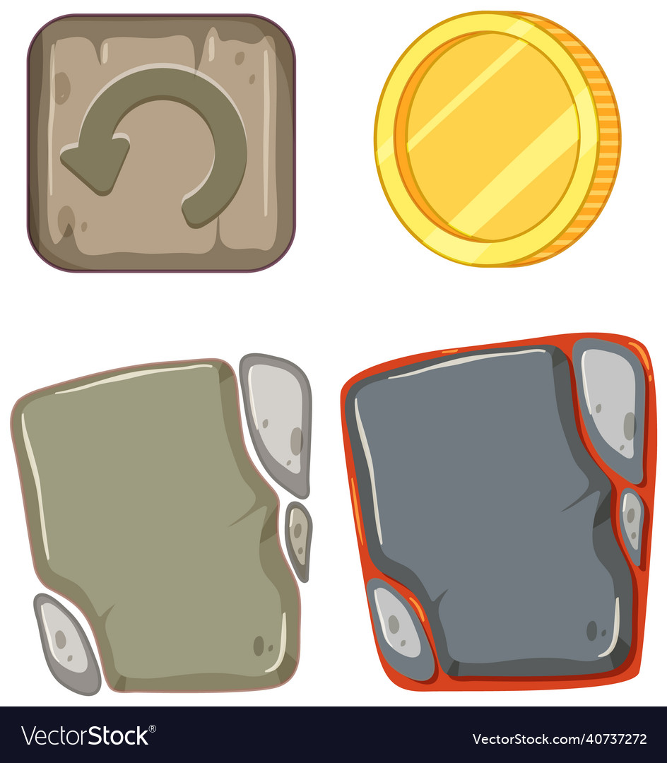 Set of game elements on white background vector image Set of game elements on white background