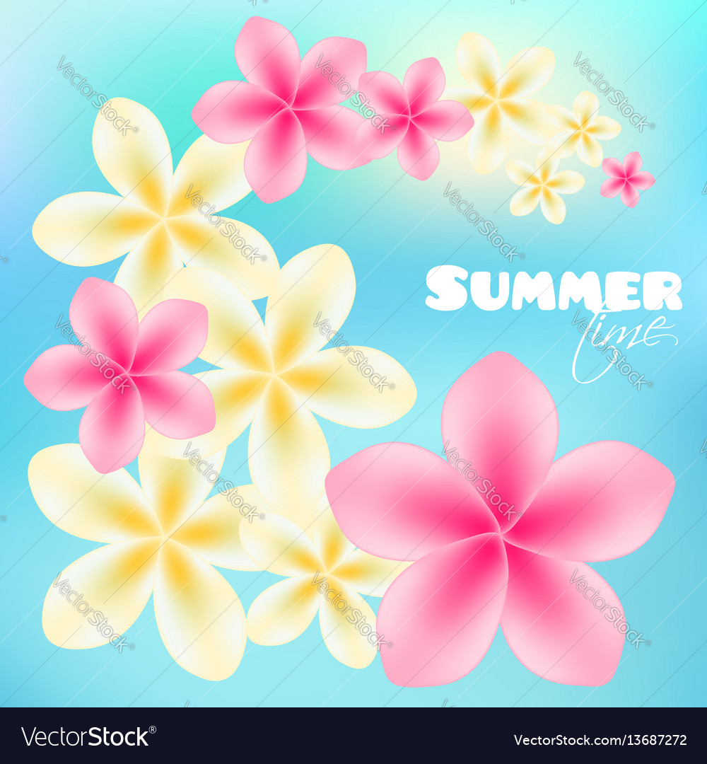 Summer time poster background with bright tropical vector image Summer time poster background with bright tropical
