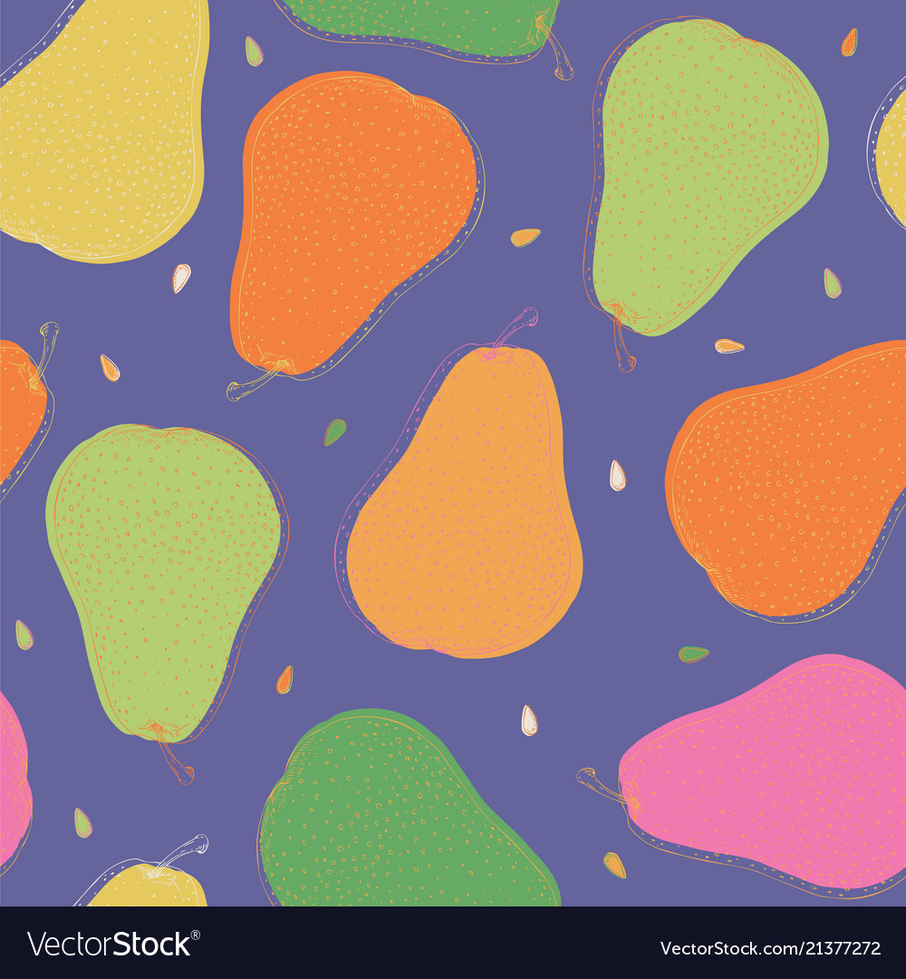 Violet seamless pattern with pear vector image Violet seamless pattern with pear