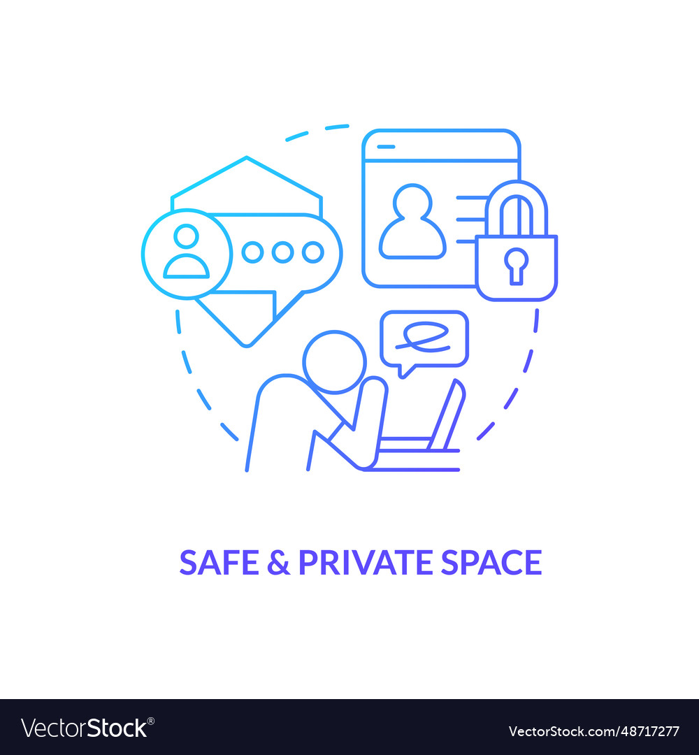 2d safe and private space linear icon concept