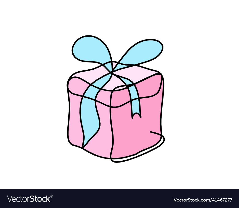 Abstract color present box as continuous line Vector Image Abstract color present box as continuous line