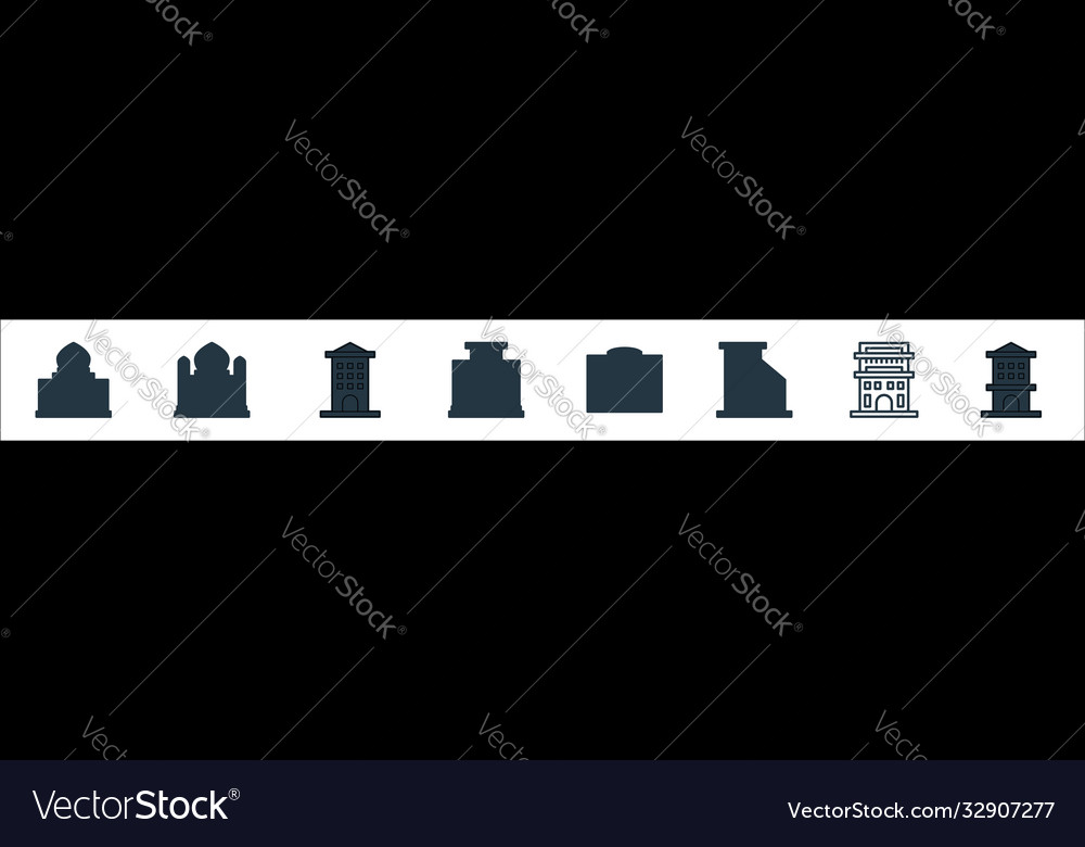 Building line icons linear set quality