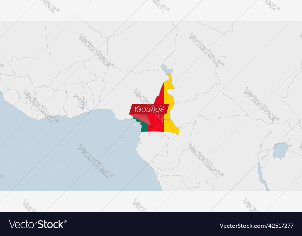 Cameroon map highlighted in flag colors