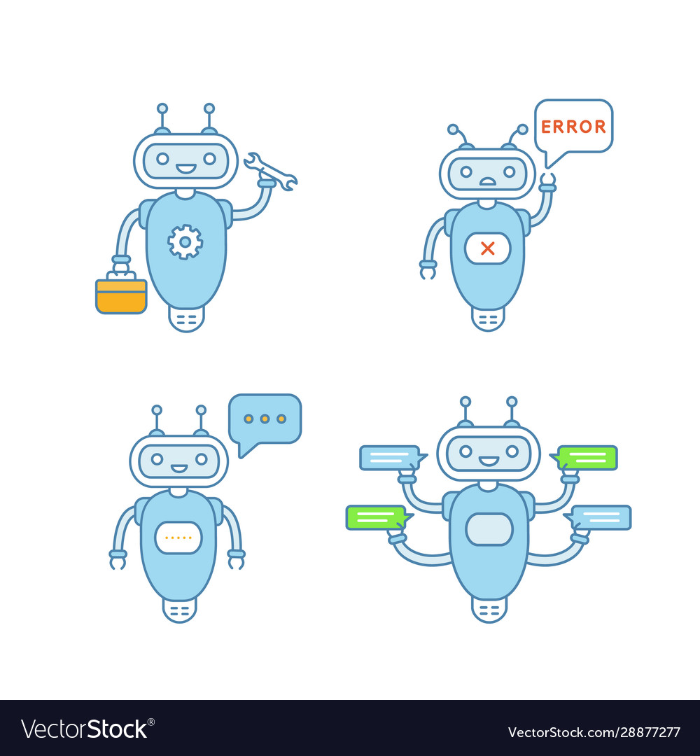 Chatbots color icons set vector image Chatbots color icons set