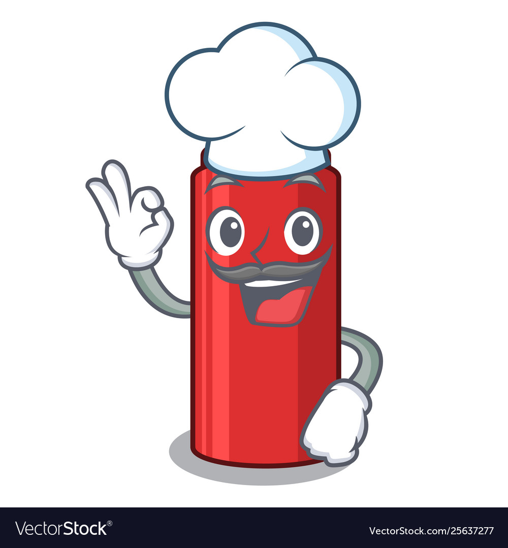 Chef red crayon in character shape