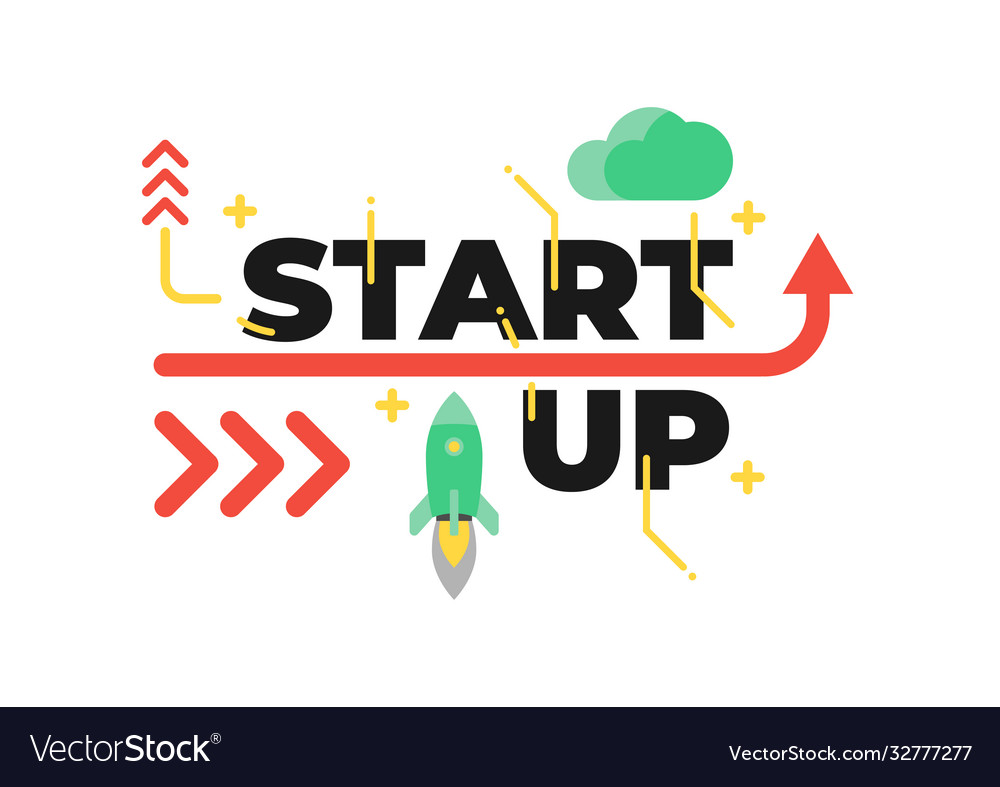 Creative startup word with element Vector Image Creative startup word with element