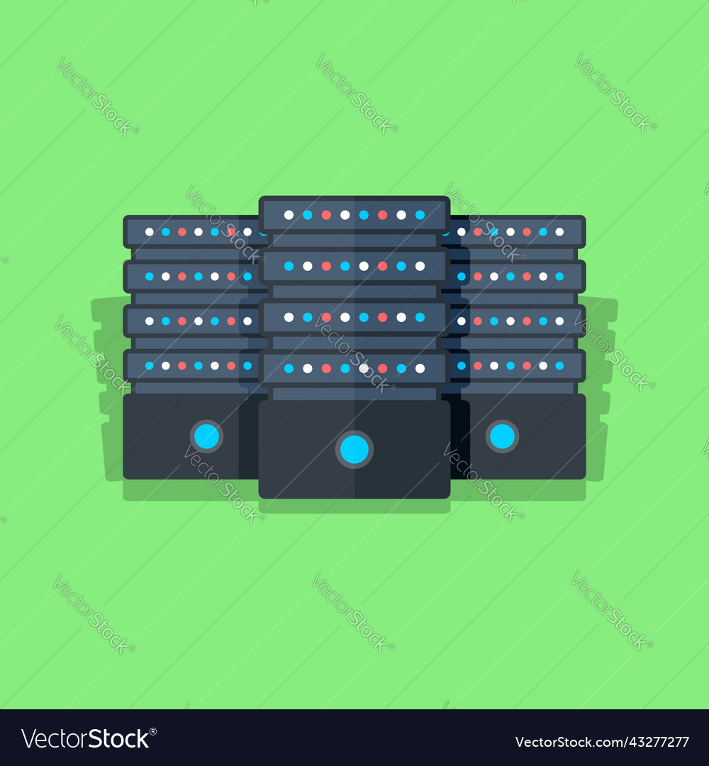 Data center icon in flat style computer