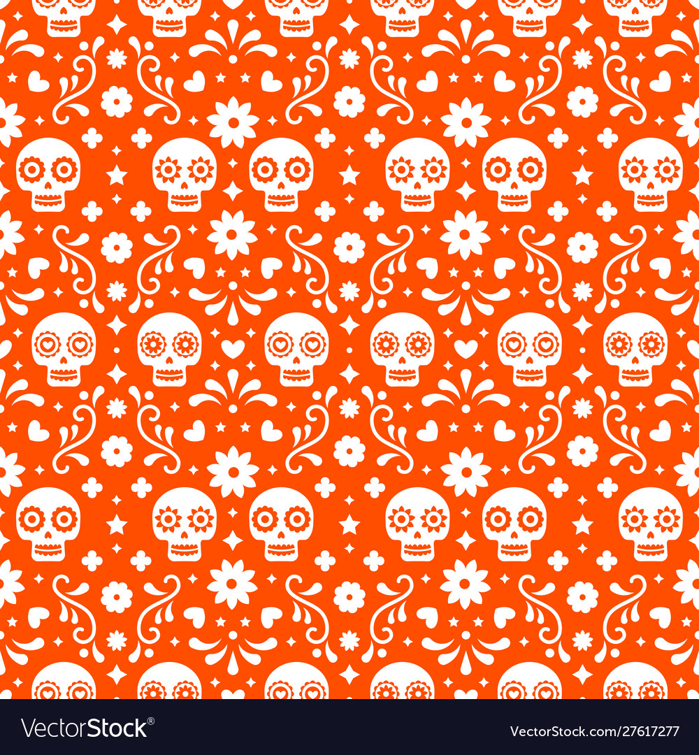 Day dead seamless pattern with skulls